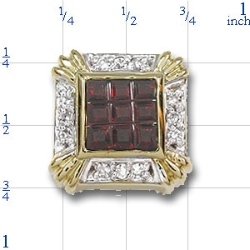 Y1718 14K SQ SCORED GARNET & DIAMOND SLIDE 